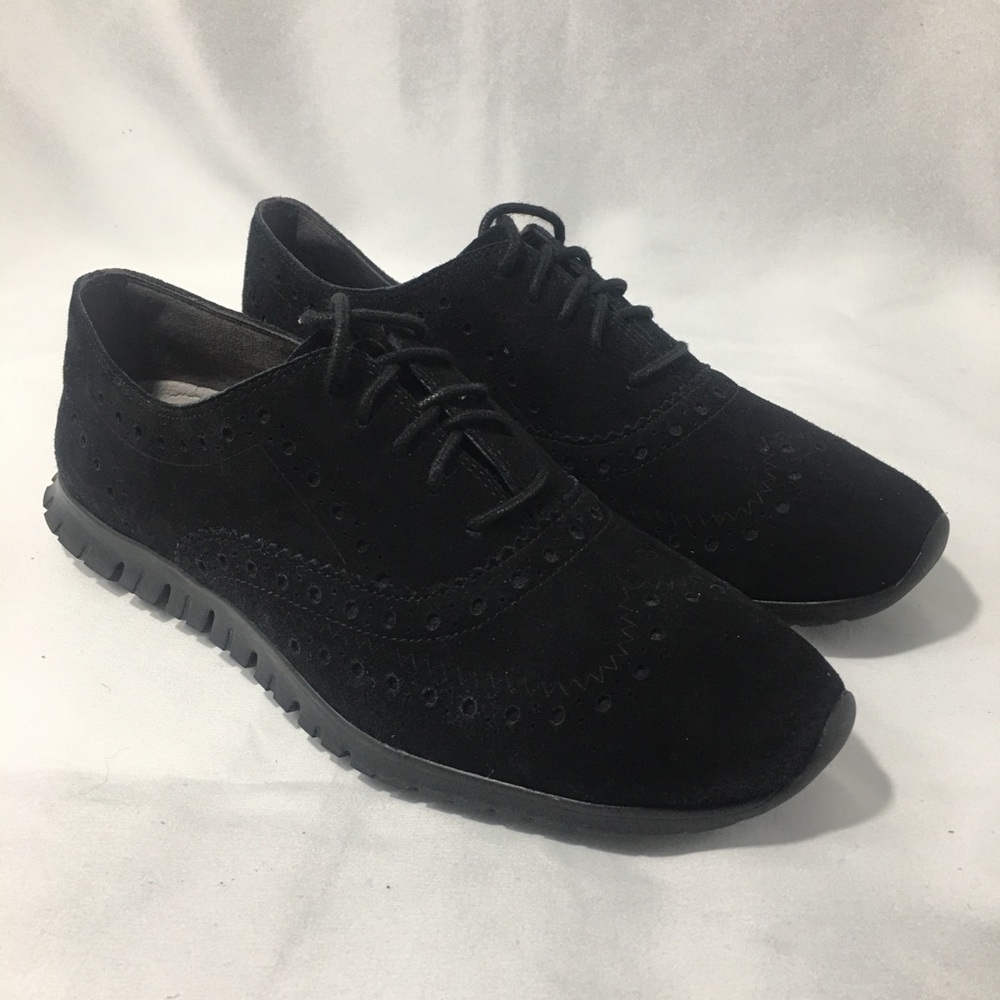 Cole Haan Zerogrand Women's Size 7 B Wingtip Oxford Black Suede Comfort Shoes